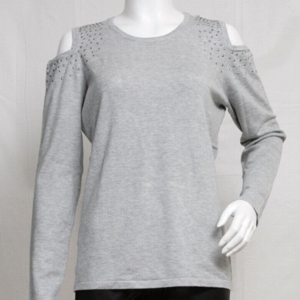 NWOT Venus - Gray Studded Shoulder Cut Out Top